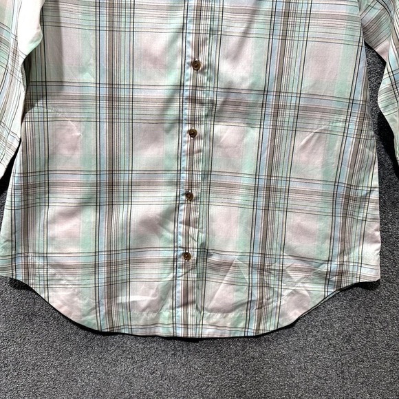Pendleton Button‎ Up Blouse Top Women 6 Green Plaid Long Sleeve Pockets Cotton - Picture 7 of 12
